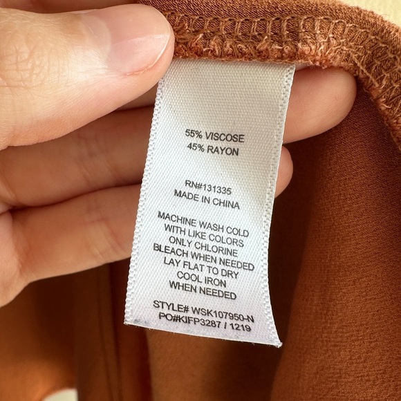 Socialite Terracotta/Pumpkin Orange Silky Bias Cut Midi Slit Skirt, Size XL - Picture 7 of 16